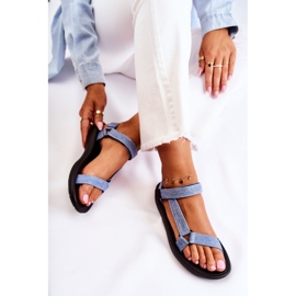 Sandales Classiques Femme Avec fermeture scratch Bleu Clair Kalla 5