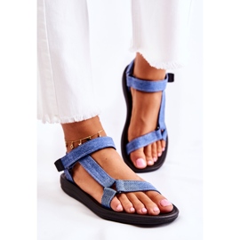Sandales Classiques Femme Avec Velcro Bleu Kalla 6