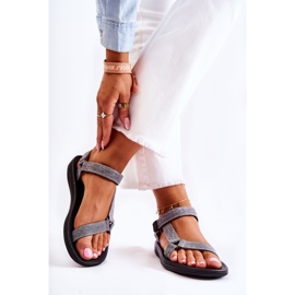 PM1 Sandales Classiques Femme Avec Velcro Gris Kalla 2