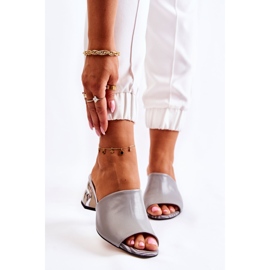 PA2 Pantoufles à Talons pour Femme en Cuir Gris Perry 1