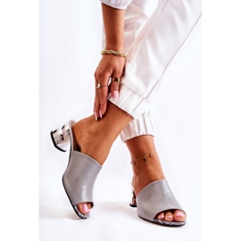 PA2 Pantoufles à Talons pour Femme en Cuir Gris Perry 2