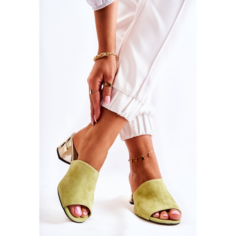 PA2 Pantoufles À Talons En Daim Pour Femmes Vert Perry 2