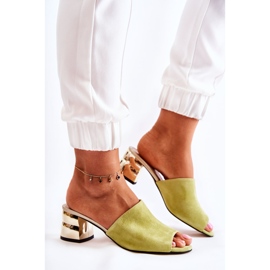 PA2 Pantoufles À Talons En Daim Pour Femmes Vert Perry 4