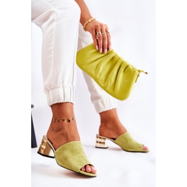 PA2 Pantoufles À Talons En Daim Pour Femmes Vert Perry 5