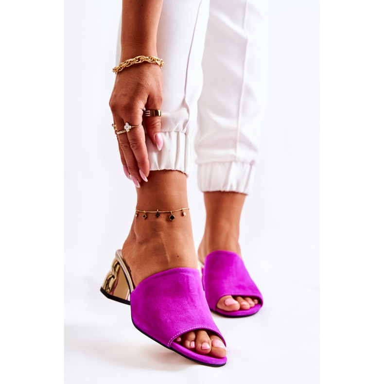 PA2 Chaussons Femme Daim à Talons Hauts Fuchsia Perry rose 1