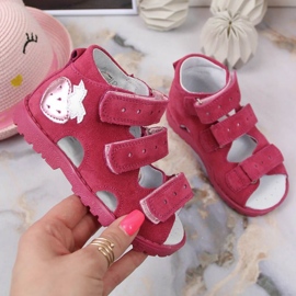 Sandales orthopédiques en cuir avec fraise fuchsia Kornecki Jr KORORT117 rose 1