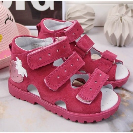 Sandales orthopédiques en cuir avec fraise fuchsia Kornecki Jr KORORT117 rose 2
