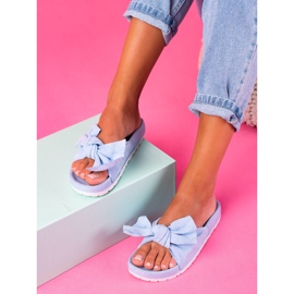 SHELOVET Pantoufles à la mode avec un arc bleu 6