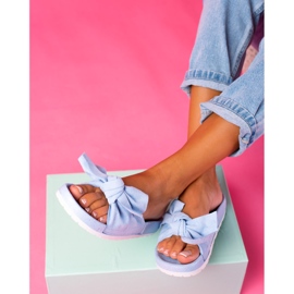 SHELOVET Pantoufles à la mode avec un arc bleu 5