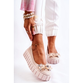PA2 Ballerines en cuir sur plateforme avec ornement Ladette beige 1 PA2 Ballerines en cuir sur plateforme avec ornement Ladette beige 1