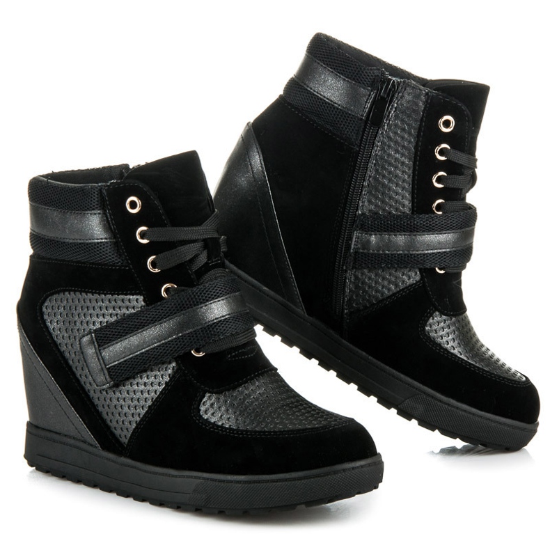 J. Star Chaussures compensées à lacets noir 2