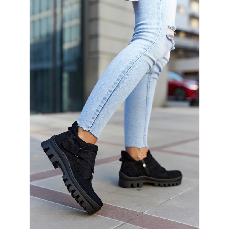 S.Barski Trappers Remgate en daim noir avec fermeture éclair le noir 2