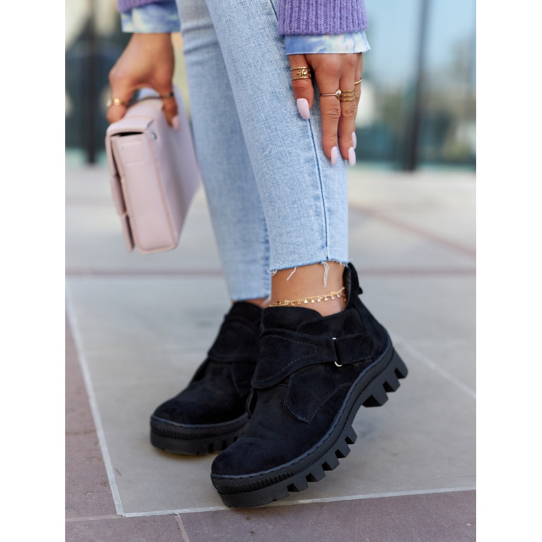 S.Barski Trappers Remgate en daim noir avec fermeture éclair le noir 3