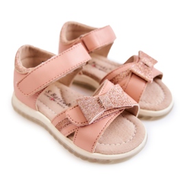 S.Barski Sandales Enfant Cuir Avec Velcro Rose Lolly 3
