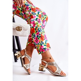 PA2 Sandales Ajourées En Cuir Sur Talons Hauts Doré Salvio d'or 5