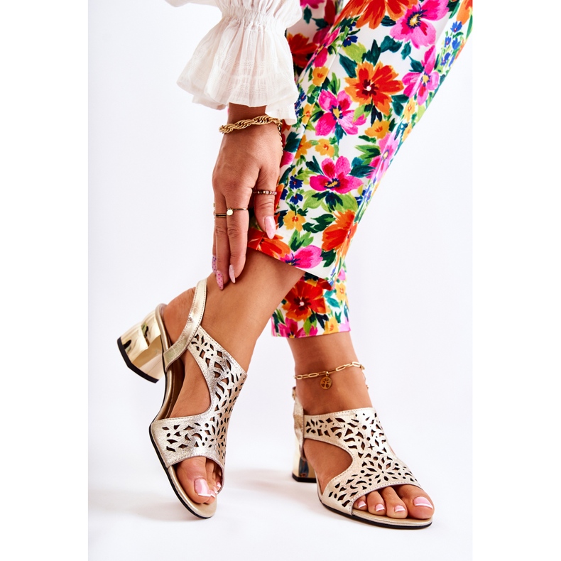 PA2 Sandales Ajourées En Cuir Sur Talons Hauts Doré Salvio d'or 2