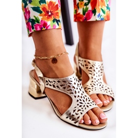 PA2 Sandales Ajourées En Cuir Sur Talons Hauts Doré Salvio d'or 6