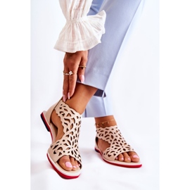 PA2 Sandales Légères Ajourées Cuir Beige Alima 2