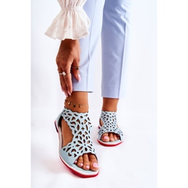 PA2 Sandales Légères Ajourées en Cuir Bleu Clair Alima 1