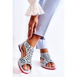 PA2 Sandales Légères Ajourées en Cuir Bleu Clair Alima 2