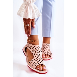 PA2 Sandales Cuir Rose Clair Ajourées Alima 1