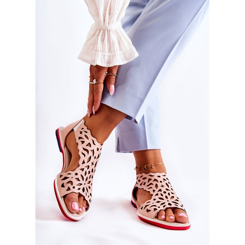 PA2 Sandales Cuir Rose Clair Ajourées Alima 2