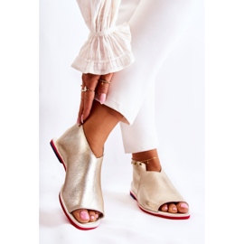 Nicole Sandales En Cuir Sur Un Slider Clorie Doré 2