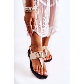 PS1 Sandales Tongs Femme Avec Décoration Calia Beige 1