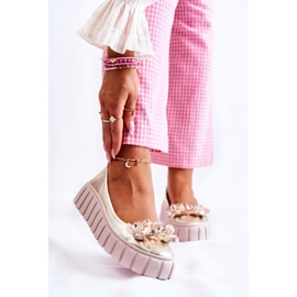 PA2 Ballerines En Cuir Sur Plateforme Ornement Ladette Dorée 1