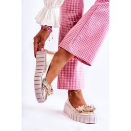 PA2 Ballerines En Cuir Sur Plateforme Ornement Ladette Dorée d'or 2 PA2 Ballerines En Cuir Sur Plateforme Ornement Ladette Dorée d'or 2