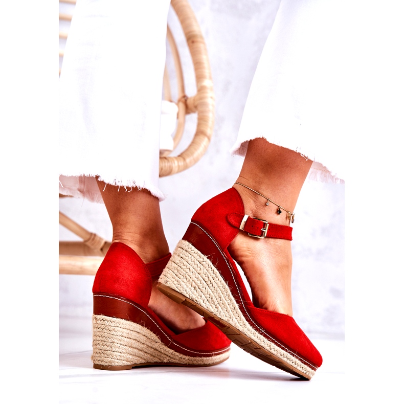 PS1 Espadrilles Femme Sur Talons Compensés Tamarill Rouge 4