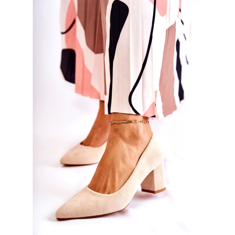 PS1 Escarpins Classiques En Daim On A Bar Beige Lency 1