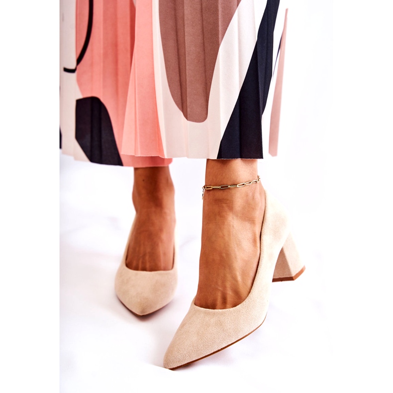 PS1 Escarpins Classiques En Daim On A Bar Beige Lency 4