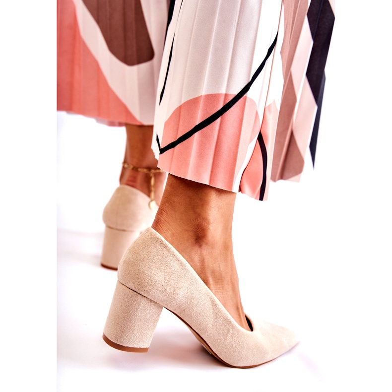 PS1 Escarpins Classiques En Daim On A Bar Beige Lency 3