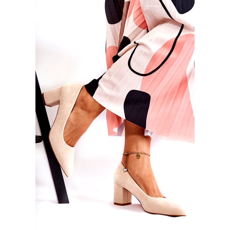 PS1 Escarpins Classiques En Daim On A Bar Beige Lency 2