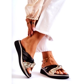 PE1 Chaussons Confortables en Cuir pour Femme Noir et Doré Neyla le noir d'or 2 PE1 Chaussons Confortables en Cuir pour Femme Noir et Doré Neyla le noir d'or 2