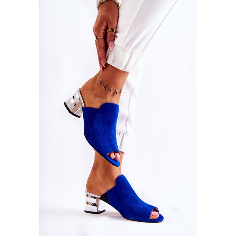 Chaussons à talon en daim pour femme Bleu marine Marine 2 Chaussons à talon en daim pour femme Bleu marine Marine 2