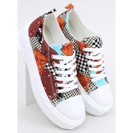 Madi Red Jacquard Weave baskets à semelles hautes multicolore 3