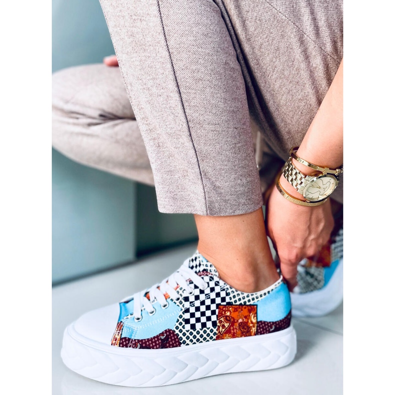 Madi Red Jacquard Weave baskets à semelles hautes multicolore 1