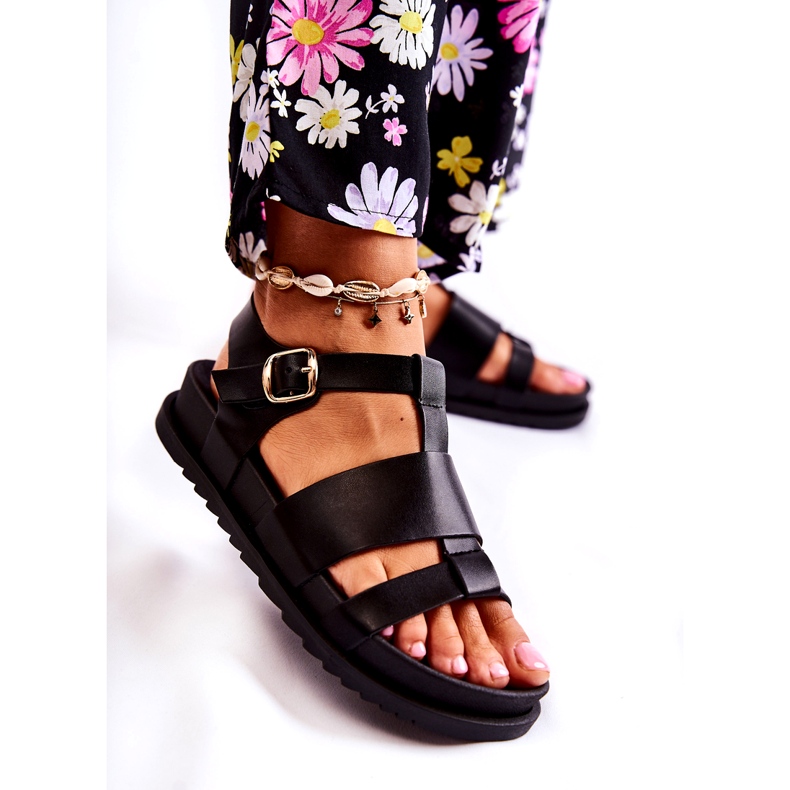 Sandales en cuir sur la plate-forme Tessy noire 3