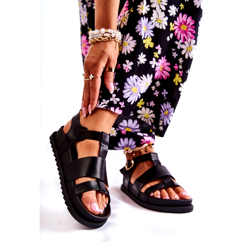 Sandales en cuir sur la plate-forme Tessy noire 2