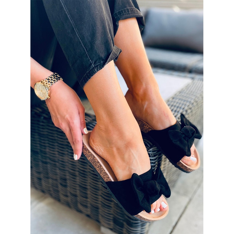 Kiara Claquettes en liège noir 2