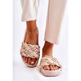 PS1 Chaussons Cuir Femme Chaîne Beige Soline 1