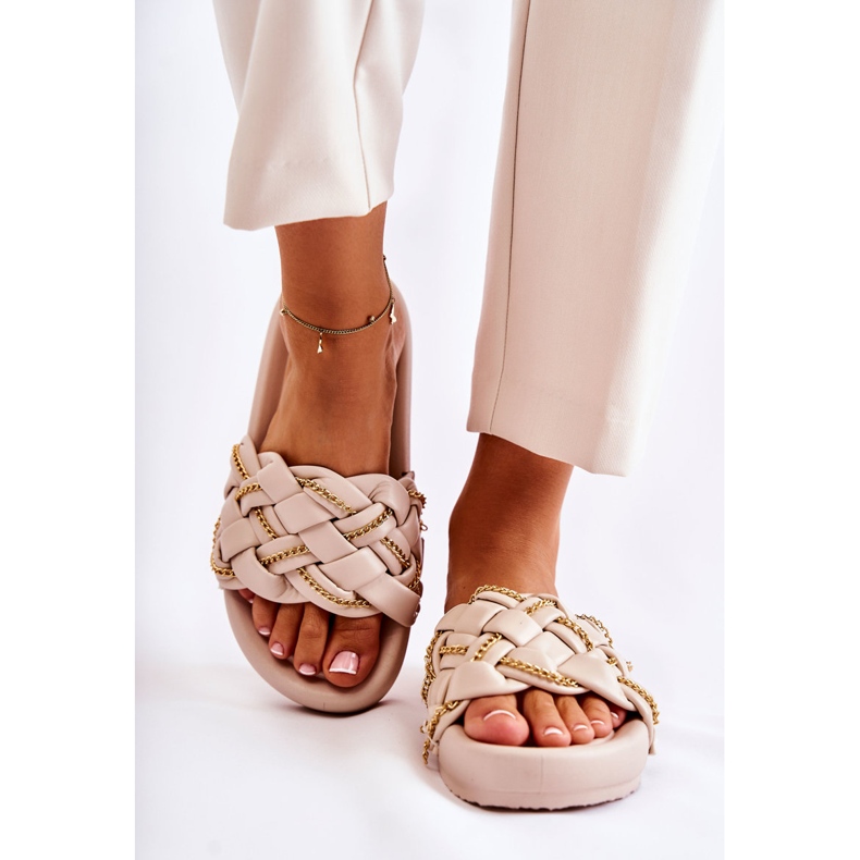 PS1 Chaussons Cuir Femme Chaîne Beige Soline 1