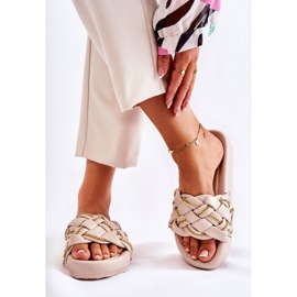 PS1 Chaussons Cuir Femme Chaîne Beige Soline 2