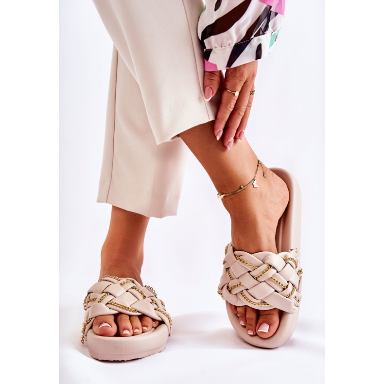 PS1 Chaussons Cuir Femme Chaîne Beige Soline 2