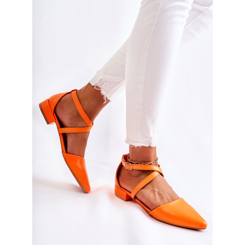 WS1 Escarpins En Cuir Sur Talons Bas Orange Giovanna 2 WS1 Escarpins En Cuir Sur Talons Bas Orange Giovanna 2
