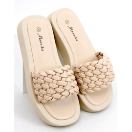 Chaussons semelle haute rayures tressées Elida Beige 1
