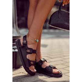 S.Barski Sandales Femme En Cuir Avec Décoration Halis Noir le noir 2