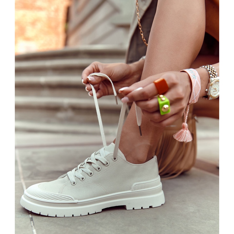 PS1 Baskets en Toile pour Femme Beige Clair Parossa 1